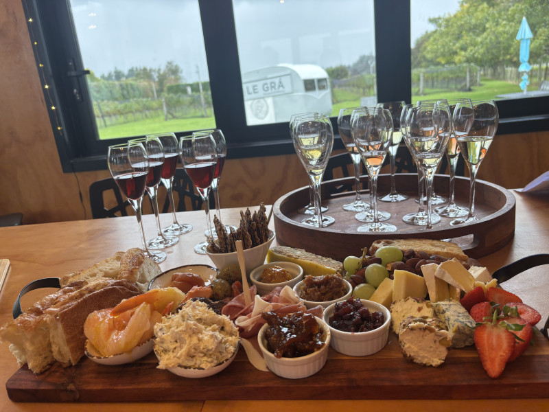 Le Gra Platter and tastings - view on the vinyard
